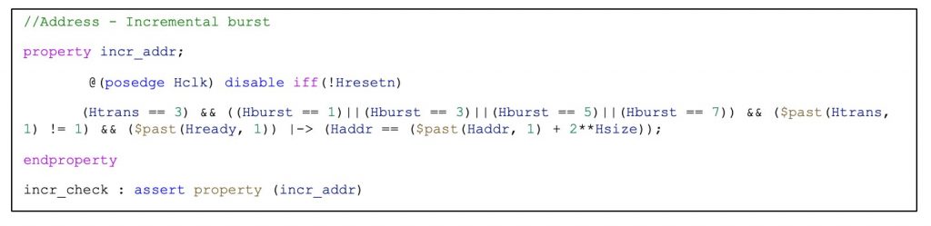 Assertion to check address for incremental burst